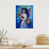 Fantasy Posters, Music Bird Fairy, Blue Hair Lady Poster (Keuken)