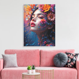 Fantasy Prachtige Kleurrijke Bloem Feeën Prinses Canvas Afdruk