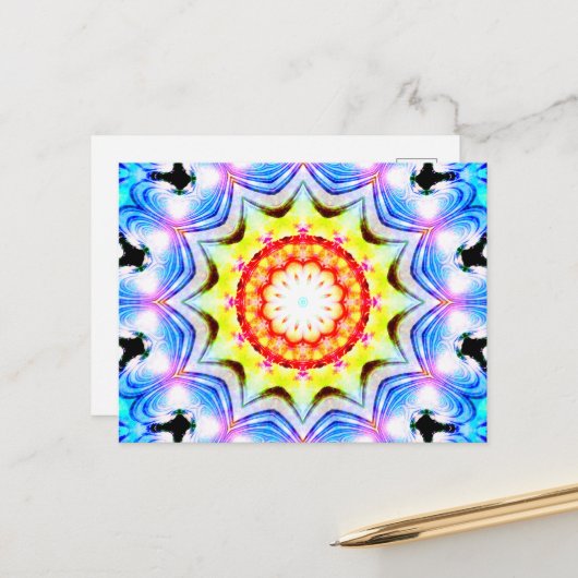 Fantasy Priest Mage Magical Vibrant Mandela Briefkaart (Voorkant / Achterkant in situ)