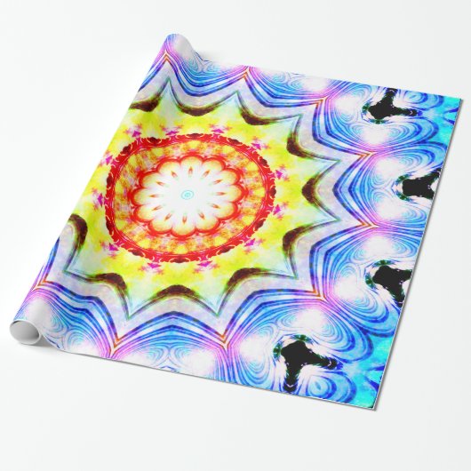 Fantasy Priest Mage Magical Vibrant Mandela Cadeaupapier (Uitgerold)