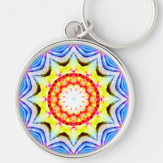 Fantasy Priest Mage Magical Vibrant Mandela Sleutelhanger (Voorkant)