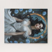 Fantasy Princess met blauwe Rozen en vurige halo Legpuzzel (Horizontaal)