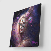 Fantasy Princess Purple Flowers Vierkante Klok (Hoek)