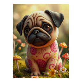 Fantasy Pug Puppy Art Perfect Poster