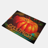 Fantasy Pumpkin Greetings op een Deurmat (Schuin)