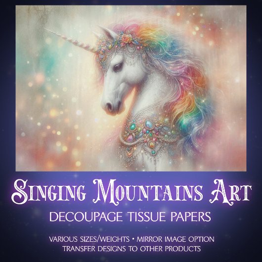 Fantasy Rainbow Decorative Unicorn Decoupage  Tissuepapier