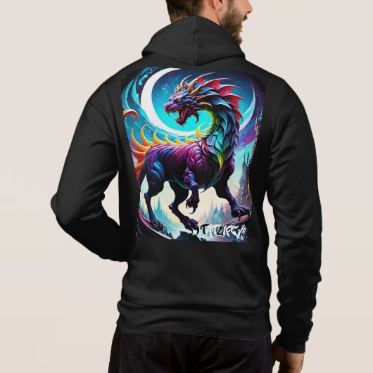 Fantasy Rainbow Dragon met Moon Hoodie (Achterkant)