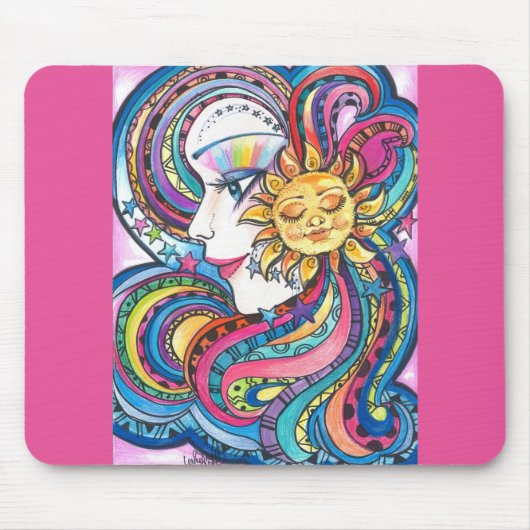 Fantasy Rainbow en Sun Mousepad Muismat (Voorkant)