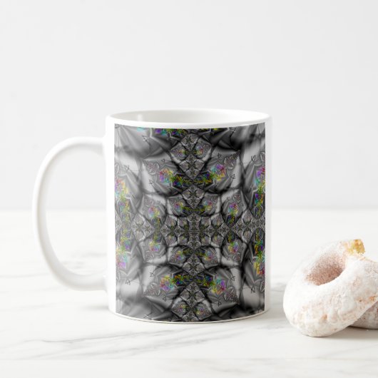 Fantasy | Rainbow Fractal Art Koffiemok (Met donut)