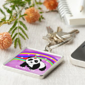 Fantasy Rainbow Panda Unicorn Cute Personalized Sleutelhanger (Zijkant)