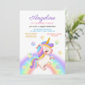 Fantasy Rainbow Stars Unicorn Girl Birthday Kaart (Staand voorkant)