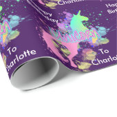 Fantasy Rainbow Unicorn - Gepersonaliseerd Cadeaupapier (Rol Hoek)