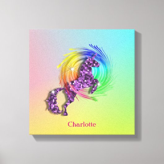 Fantasy Rainbow Unicorn - Gepersonaliseerd Canvas Afdruk (Voorkant)