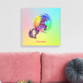 Fantasy Rainbow Unicorn - Gepersonaliseerd Canvas Afdruk (Insitu (Woonkamer))