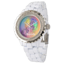 Fantasy Rainbow Unicorn - Gepersonaliseerd Horloge