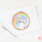 Fantasy Rainbow Unicorn Ronde Sticker (Envelop)