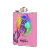 Fantasy Rainbow Unicorn, speciaal gepersonaliseer Heupfles (Links)