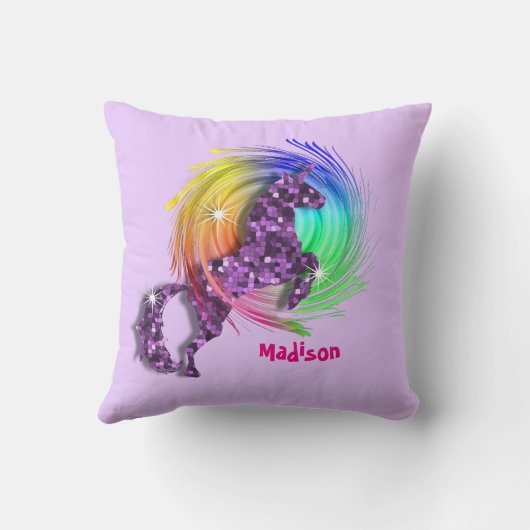 Fantasy Rainbow Unicorn, speciaal gepersonaliseer Kussen (Achterkant)