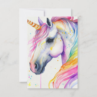 Fantasy Rainbow Waterverf unicorn Bedankkaart
