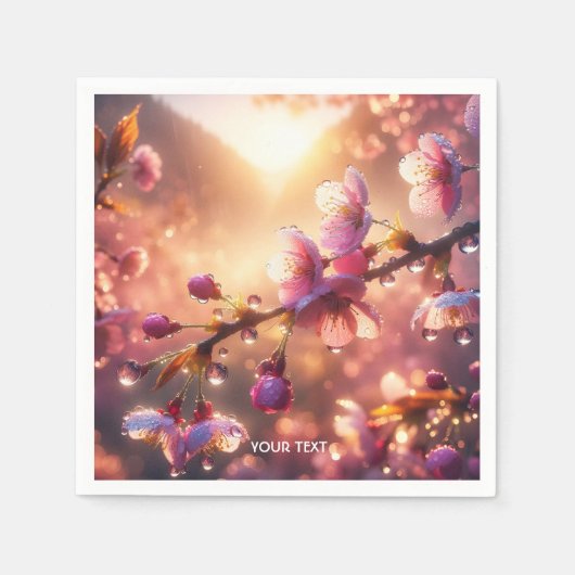 Fantasy Raindrops Cherry Petals Servet (Voorkant)