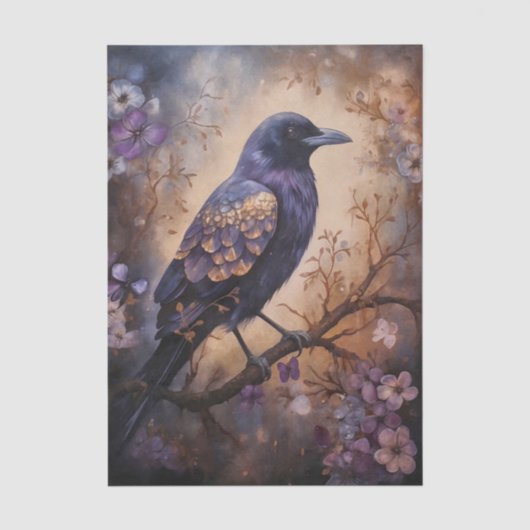 Fantasy Raven Bloemmotief Tissuepapier (Voorkant)