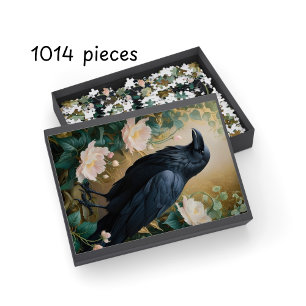 Fantasy Raven & Bloom – Betoverde Mystieke Kunst Legpuzzel