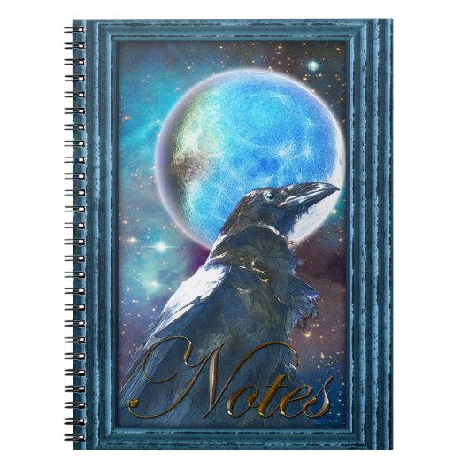Fantasy Raven & Moon Inspirerend Art Notitieboek (Voorkant)