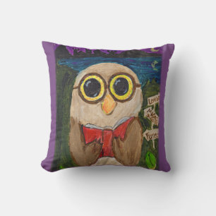 Fantasy Reader Owl Folk Art Kussen
