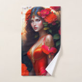 Fantasy Red Fairy Red Flowers Bad Handdoek (Handdoek)