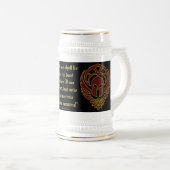 Fantasy Red Greek Warrior's Spartan Stein Bierpul (Voorkant rechts)