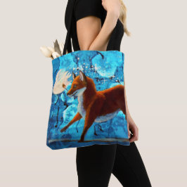 Fantasy Red Kitsune Fox Illustratie Tote Bag
