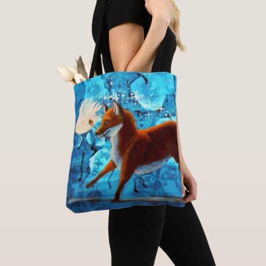 Fantasy Red Kitsune Fox Illustratie Tote Bag (Dichtbij)