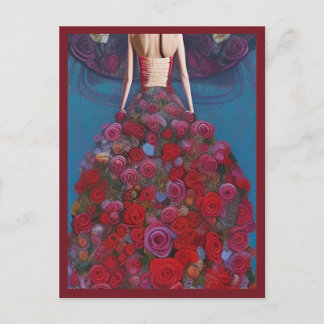 Fantasy Red Roses Trouwjurk Goth Bruid Diva Briefkaart