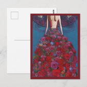 Fantasy Red Roses Trouwjurk Goth Bruid Diva Briefkaart (Voorkant / Achterkant)