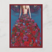 Fantasy Red Roses Trouwjurk Goth Bruid Diva Briefkaart (Voorkant)