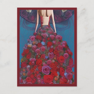 Fantasy Red Roses Wedding Dress Gothic Bride Diva Briefkaart