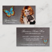 Fantasy Redhead Butterfly Woman Visitekaartje (Voorkant / Achterkant)