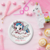 Fantasy Regenboog Eenhoorn Baby shower Papieren Bordje (Feest)