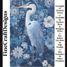 Fantasy Reiger Vogel Met Blauwe Bloemen BV5 Decoup