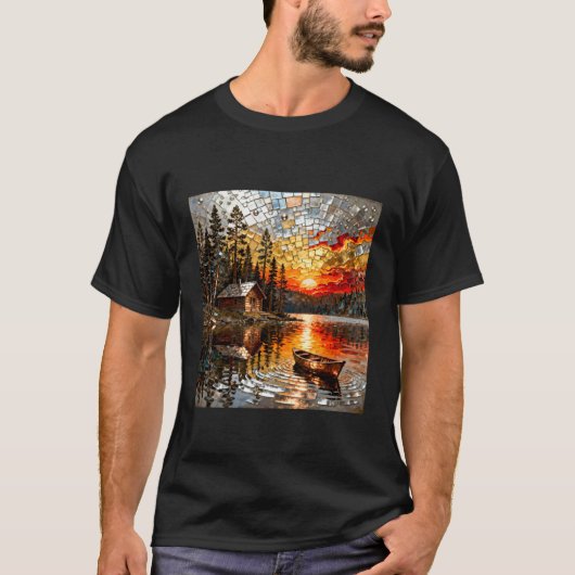 Fantasy-reliëf metaal landschap t-shirt (Voorkant)