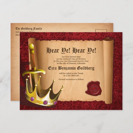 Fantasy Ridder Middeleeuwse Bar Mitswa Sla de Datu Briefkaart (Voorkant / Achterkant)