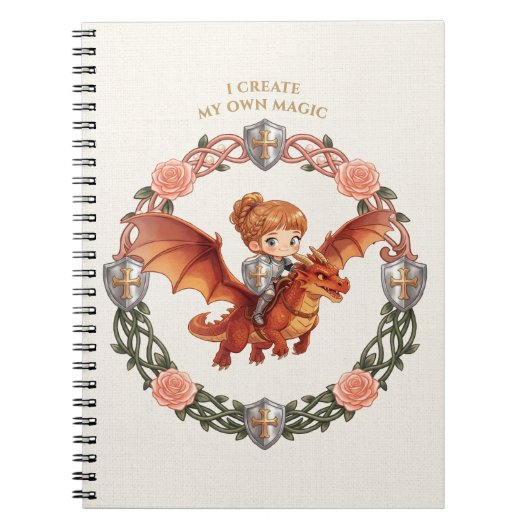 Fantasy Ridder Prinses Draak Aangepaste Esthetiek Notitieboek (Voorkant)