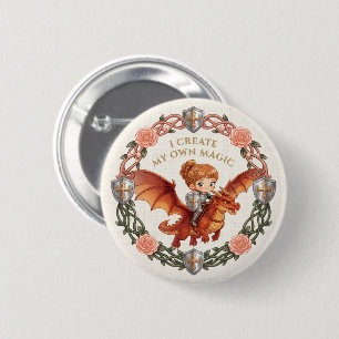 Fantasy Ridder Prinses Draak Aangepaste Esthetiek Ronde Button 5,7 Cm