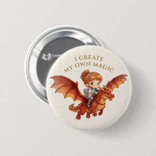 Fantasy Ridder Prinses Draak Aangepaste Esthetiek Ronde Button 5,7 Cm