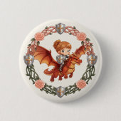 Fantasy Ridder Prinses en Draak Esthetische Kunst Ronde Button 5,7 Cm (Voorkant)