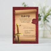 Fantasy Ridder Zwaard Middeleeuwse Tijden Bar Mitz RSVP Kaartje (Staand voorkant)