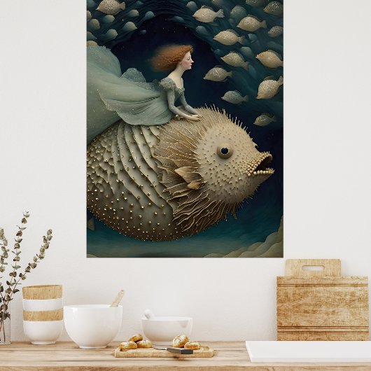 Fantasy Ride op een Pufferfish Poster (Keuken)