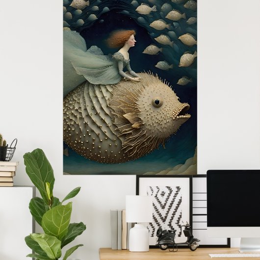 Fantasy Ride op een Pufferfish Poster (Thuiskantoor)