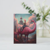 Fantasy Ride op een Reuzenroze Flamingo Briefkaart (Staand voorkant)