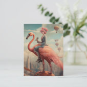 Fantasy Ride op een Roze Flamingo Briefkaart (Staand voorkant)